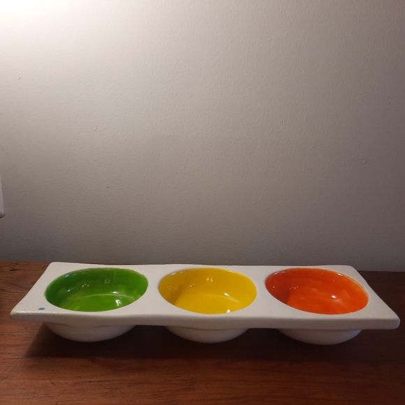 70's BALDELLI Tray Signed Numbered Yellow Green Orange Italian Pottery MCM Mod - Picture 2 of 10